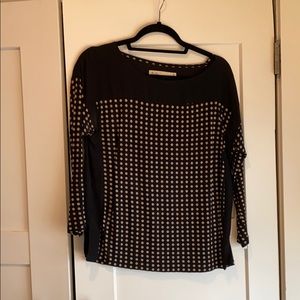 Silk Black and Tan polka dot blouse - Size small